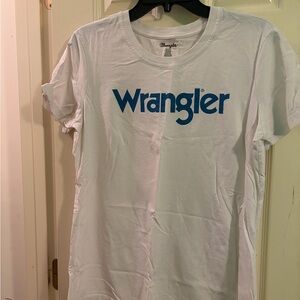 Wrangler White Tee with Black Neckline Logo